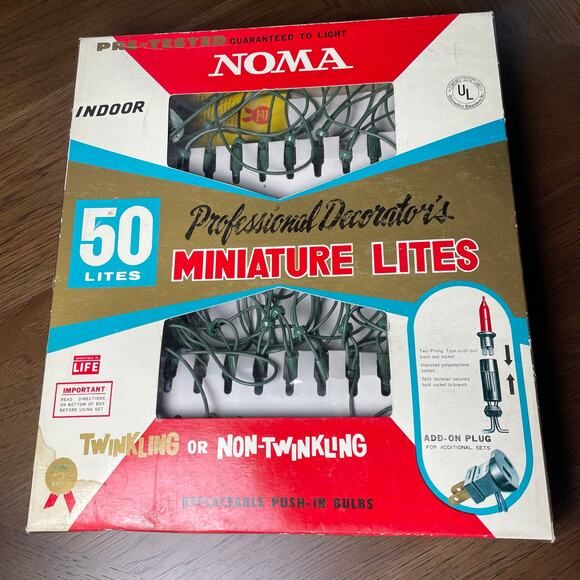Vintage Noma Christmas Lights Miniature 50 String Lites w/ Box Clear Indoor READ - Picture 1 of 16